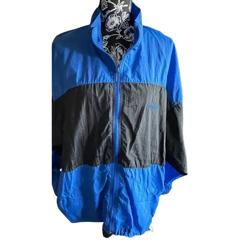 Vintage Reebok Blue & Black Windbreaker Size Large